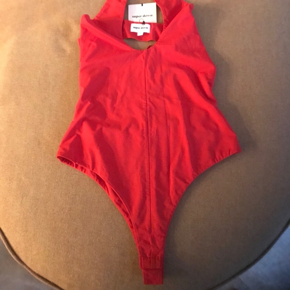 size small superdown red bodysuit